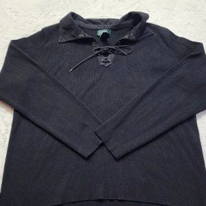 Sweater Women's Plus 2X Large 100% Cotton Black Tie Collar